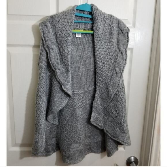 Entro Grey cable knit shawl collar cardigan sweater size medium - Picture 1 of 4